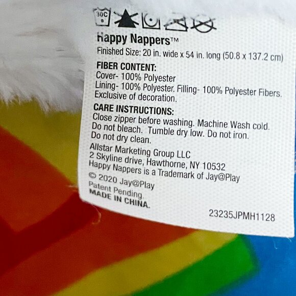 Happy Nappers Unicorn Sleepy Sack Medium — Rainbow Plush Toy Pillow - Picture 10 of 10